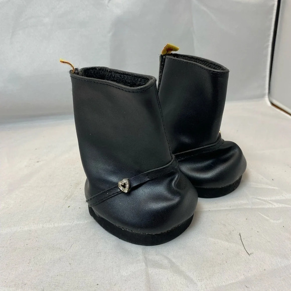 Build-A-Bear Other - Build A Bear Black Faux Leather Platform Boots Biker Goth Riding BAB gem heart